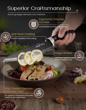 Amorston Santoku knife offers balanced control for chopping vegetables