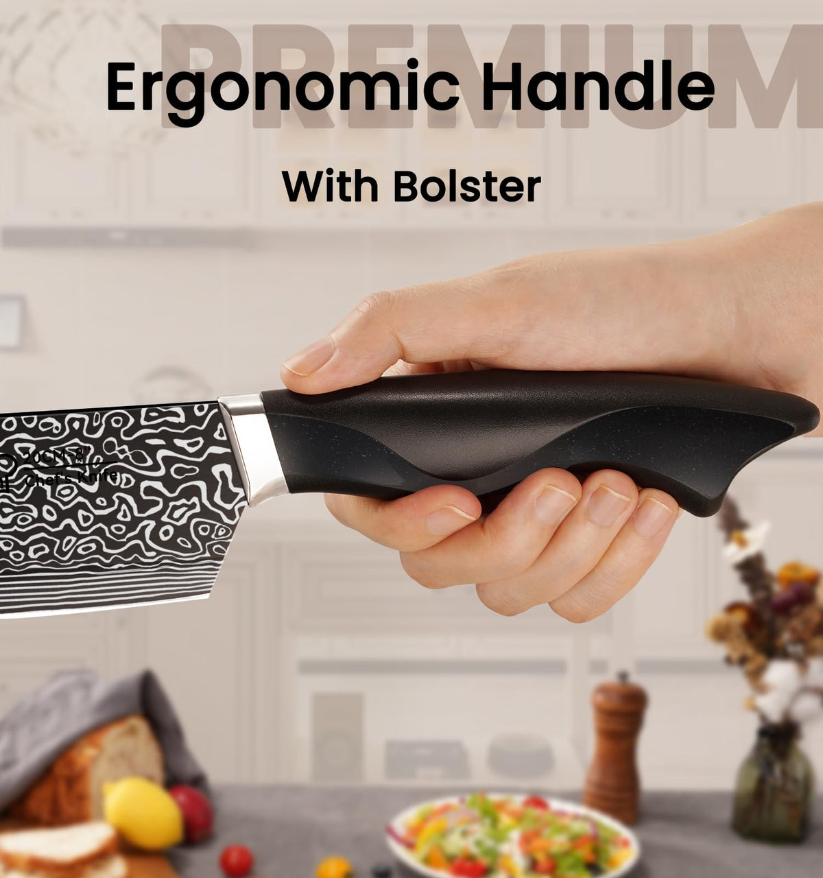 Amorston 8-inch serrated bread knife handles crusts with ease.