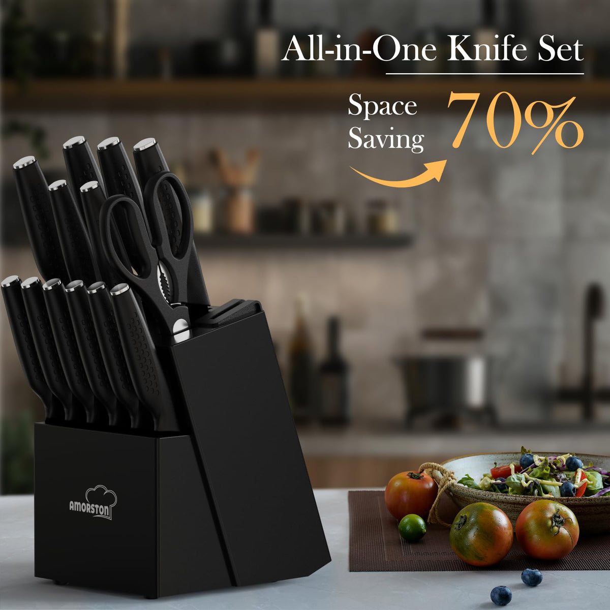 Amorston 7-inch santoku blade for versatile dicing and mincing