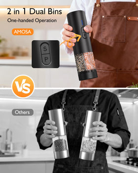 AMOSA 200 ml through-type spice container for fewer refills.
