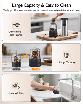AMOSA one-handed operation with auto grinding and LED light.
