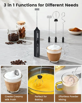 AMOSA rechargeable frother with USB-C allows cord-free operation at home