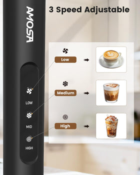 Three-speed control for precise texture from light froth to rich foam