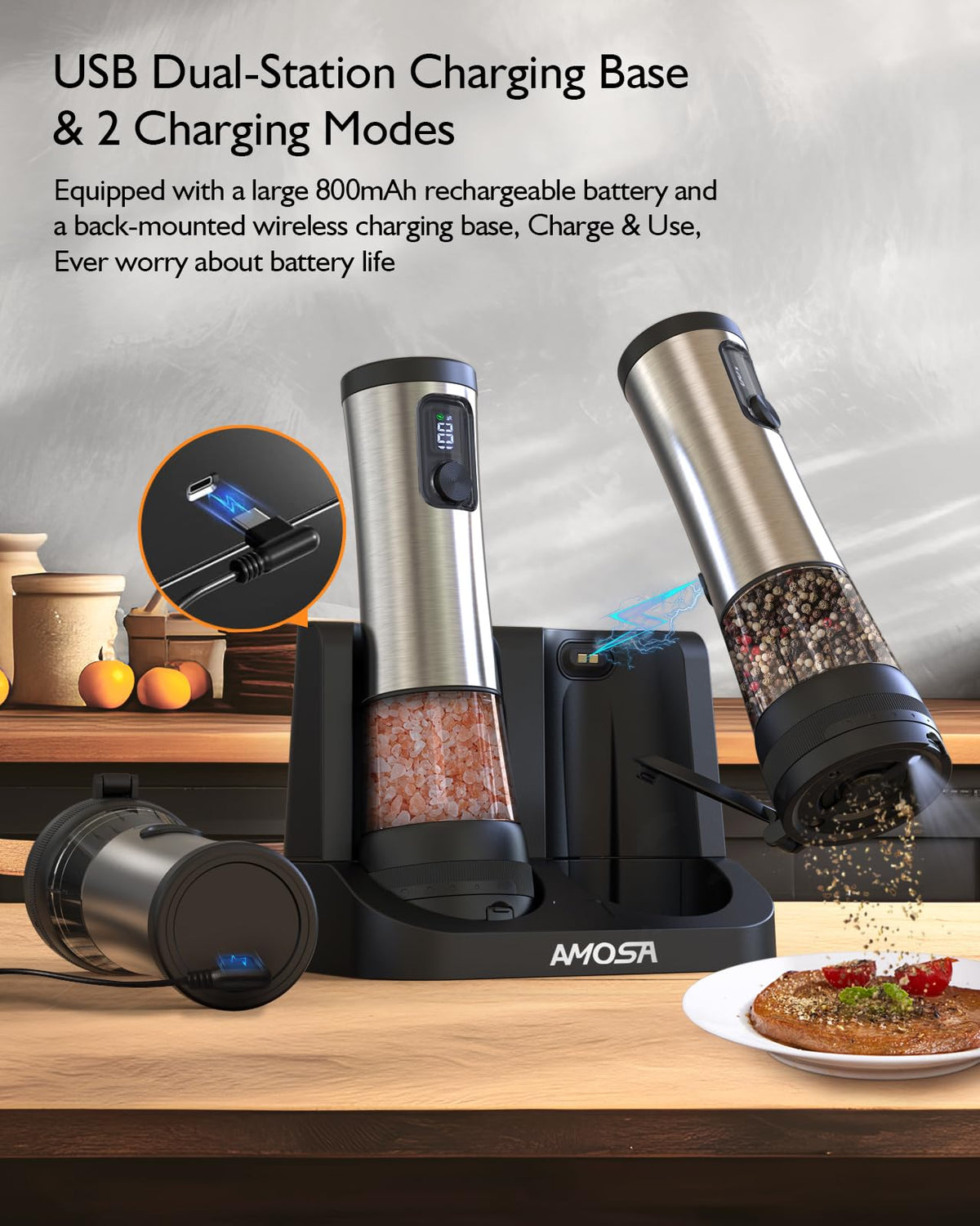 AMOSA two-speed grinding for faster or finer results.