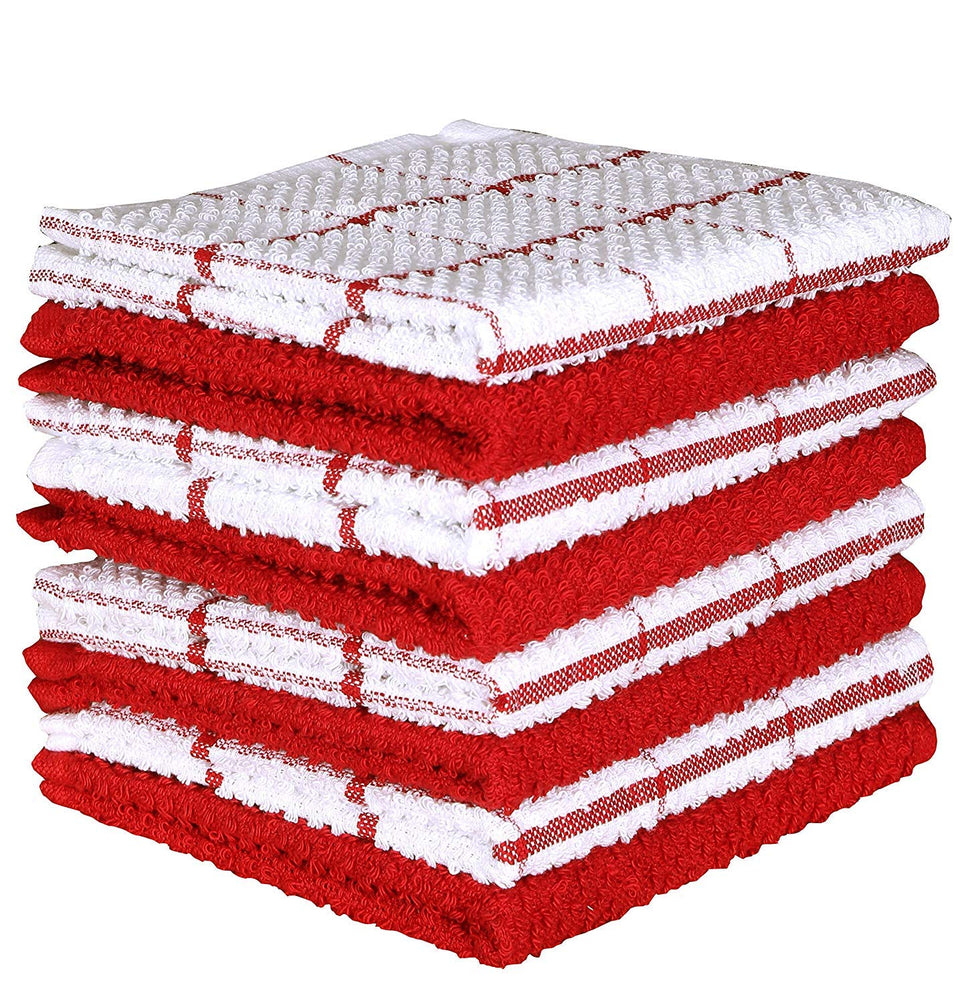 AMOUR INFINI cotton dish cloths front view red, ideal kitchen staple