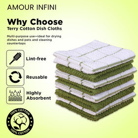 AMOUR INFINI cotton dish cloths absorbent terry texture.