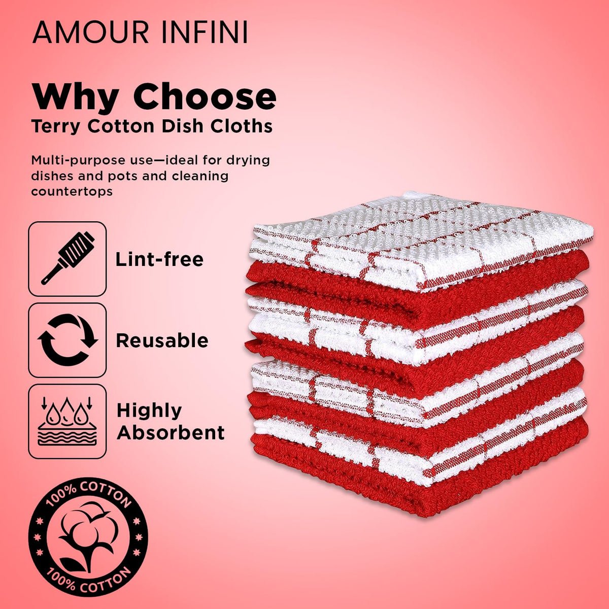 AMOUR INFINI cloths drying dishes quickly on a rack