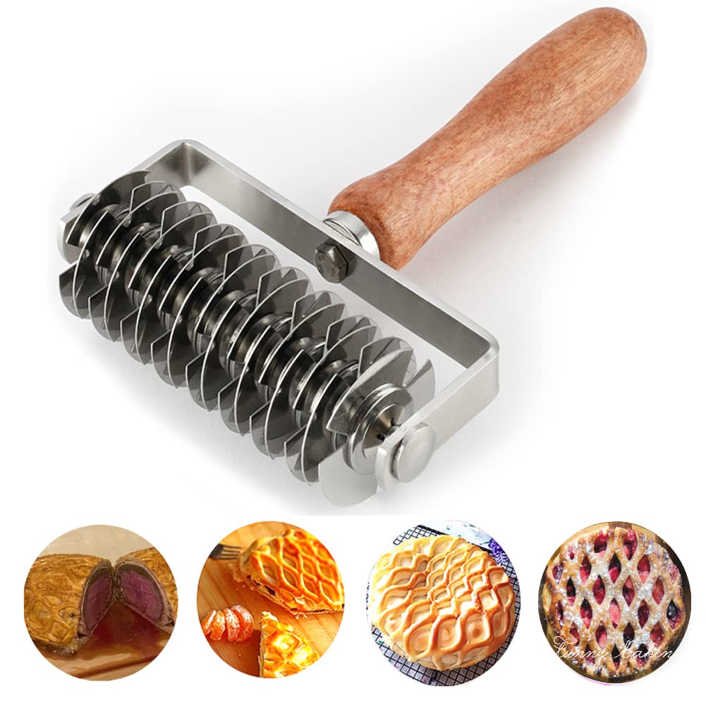AMPSEVEN pastry lattice roller in action for even dough patterns and consistent crusts.