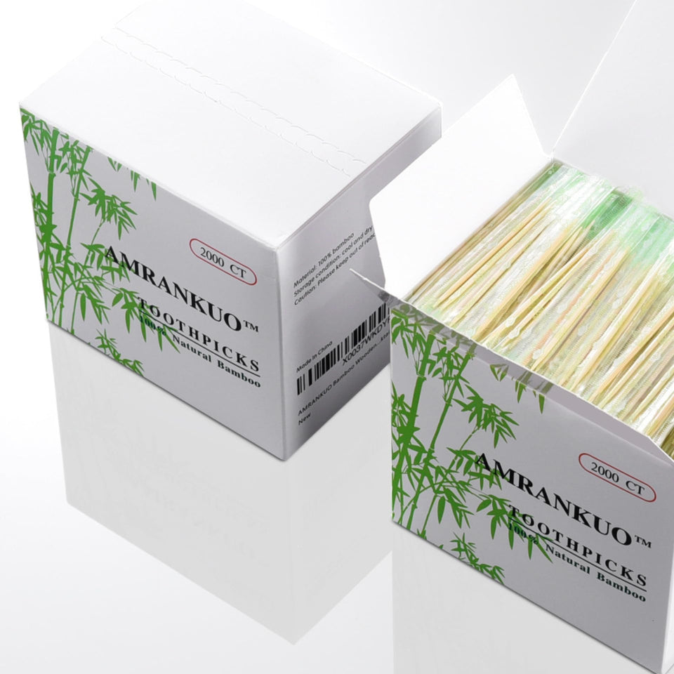 Amrankuo bamboo toothpicks 2000-count box for easy portioning and serving