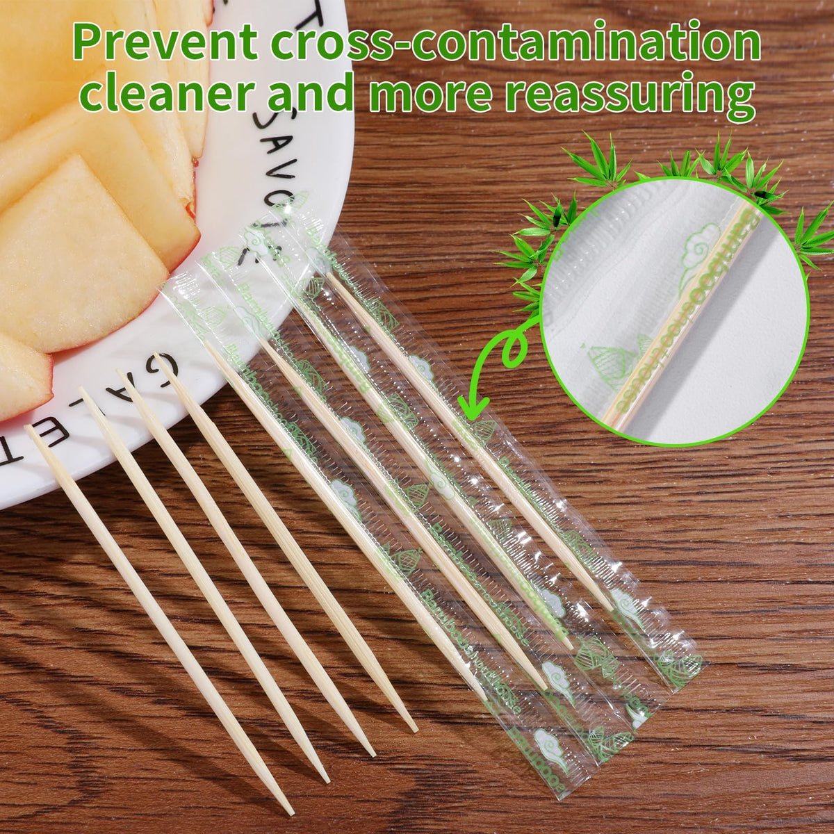 Amrankuo double-point 2.5-inch toothpicks close-up for clean spearing