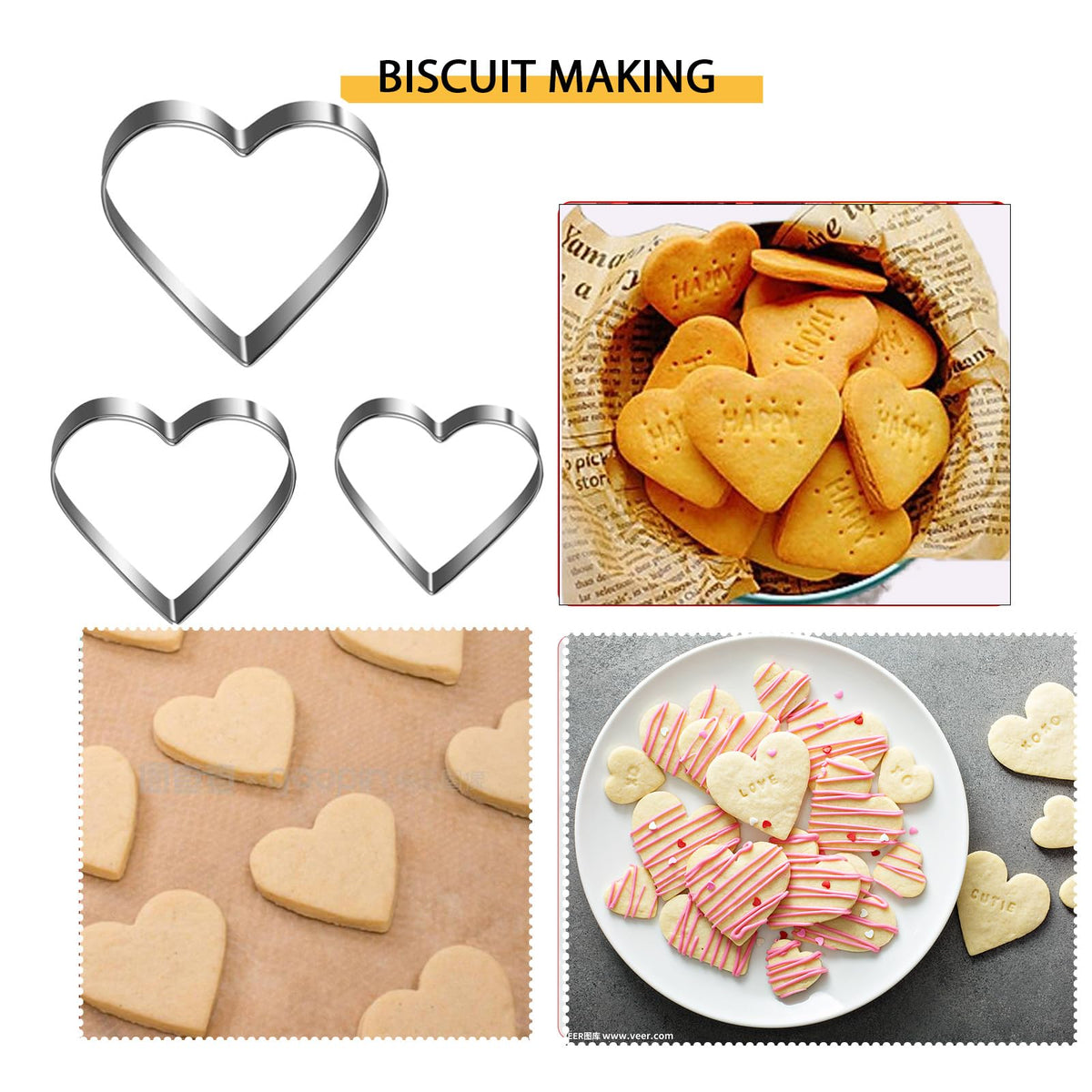 Amremsu cookie mold trio with three sizes and two shapes