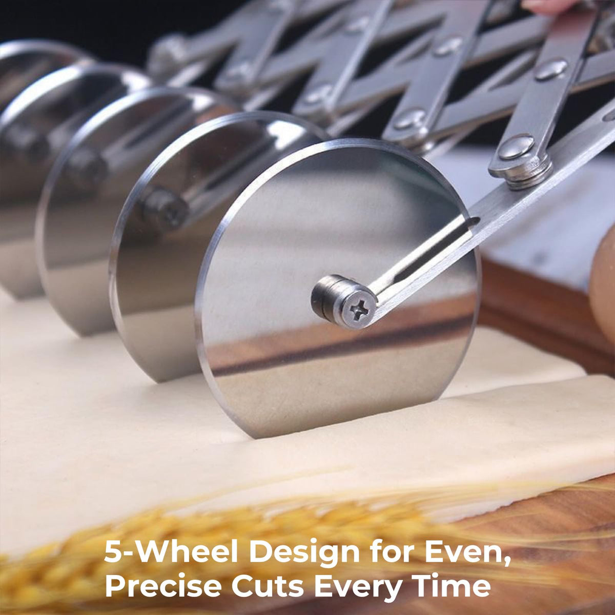 Amroicus mini ravioli wheel in use for delicate shapes.