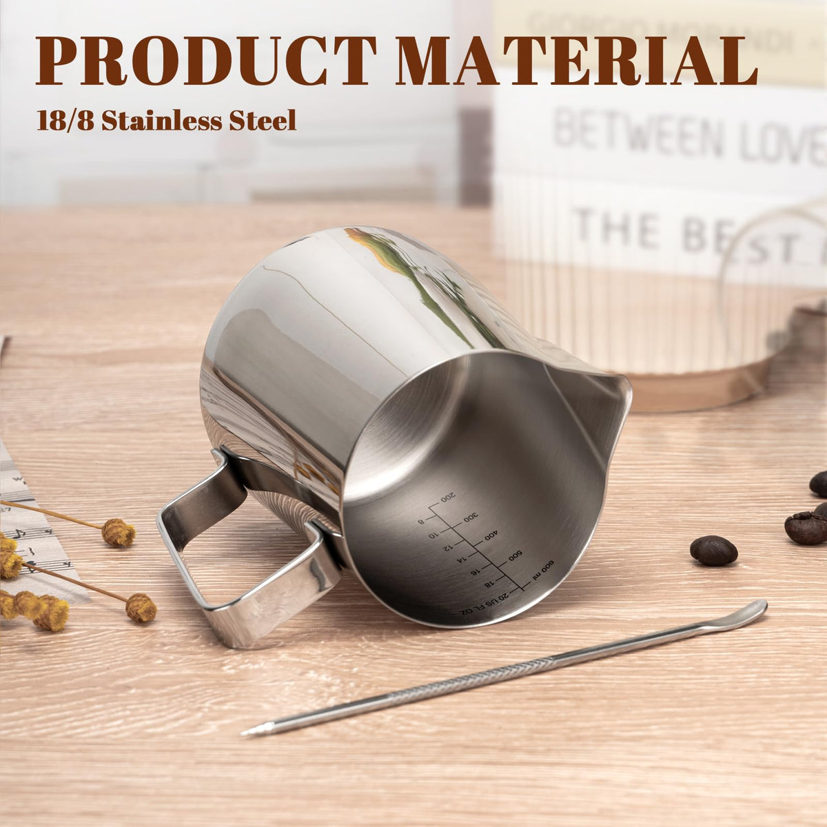 Amrules latte art pen included for shaping patterns with steady control.
