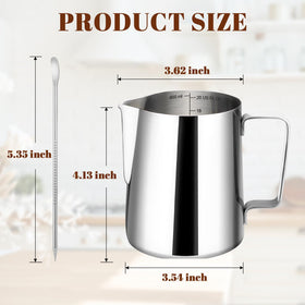 Amrules milk frothing pitcher with exterior mirror finish for a sleek kitchen look.