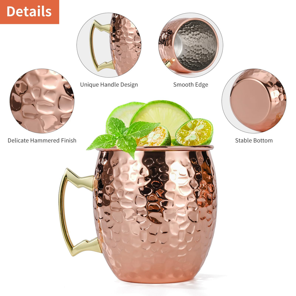Amrules Moscow Mule mug with 16 oz capacity for generous pours.