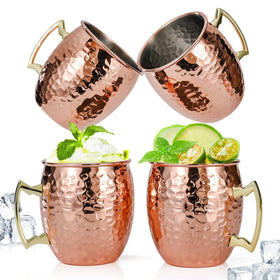 Amrules Moscow Mule mug with hammered copper outside for elegant serving.