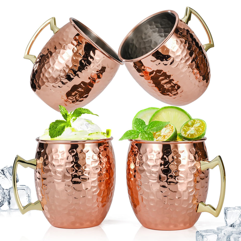 Amrules Moscow Mule mug with hammered copper outside for elegant serving.