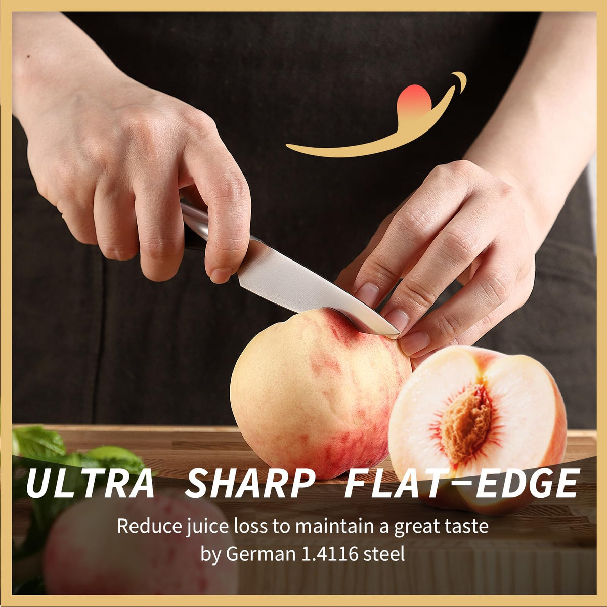 AMSZL paring knife hand-honed 15-degree edge for clean slices