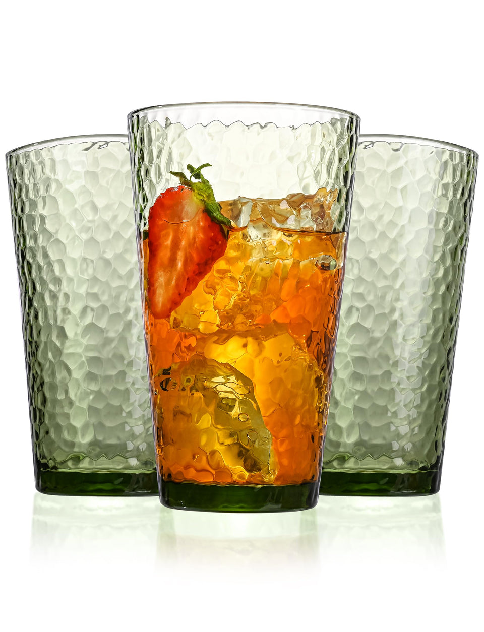 Amyoole hammered highball glasses with 16oz capacity, perfect for cocktails and refreshing water