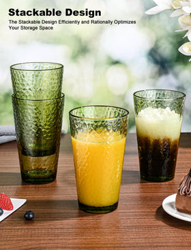 Amyoole lead-free glass cups with hammered finish offer safe daily use