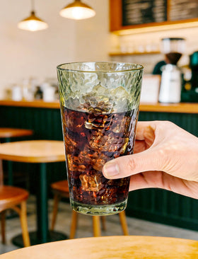 Amyoole sturdy-base highball glasses help prevent spills on crowded tables