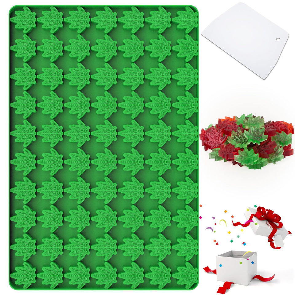 Amyandone leaf mold 70 cavities enables bulk chocolate and candy making.