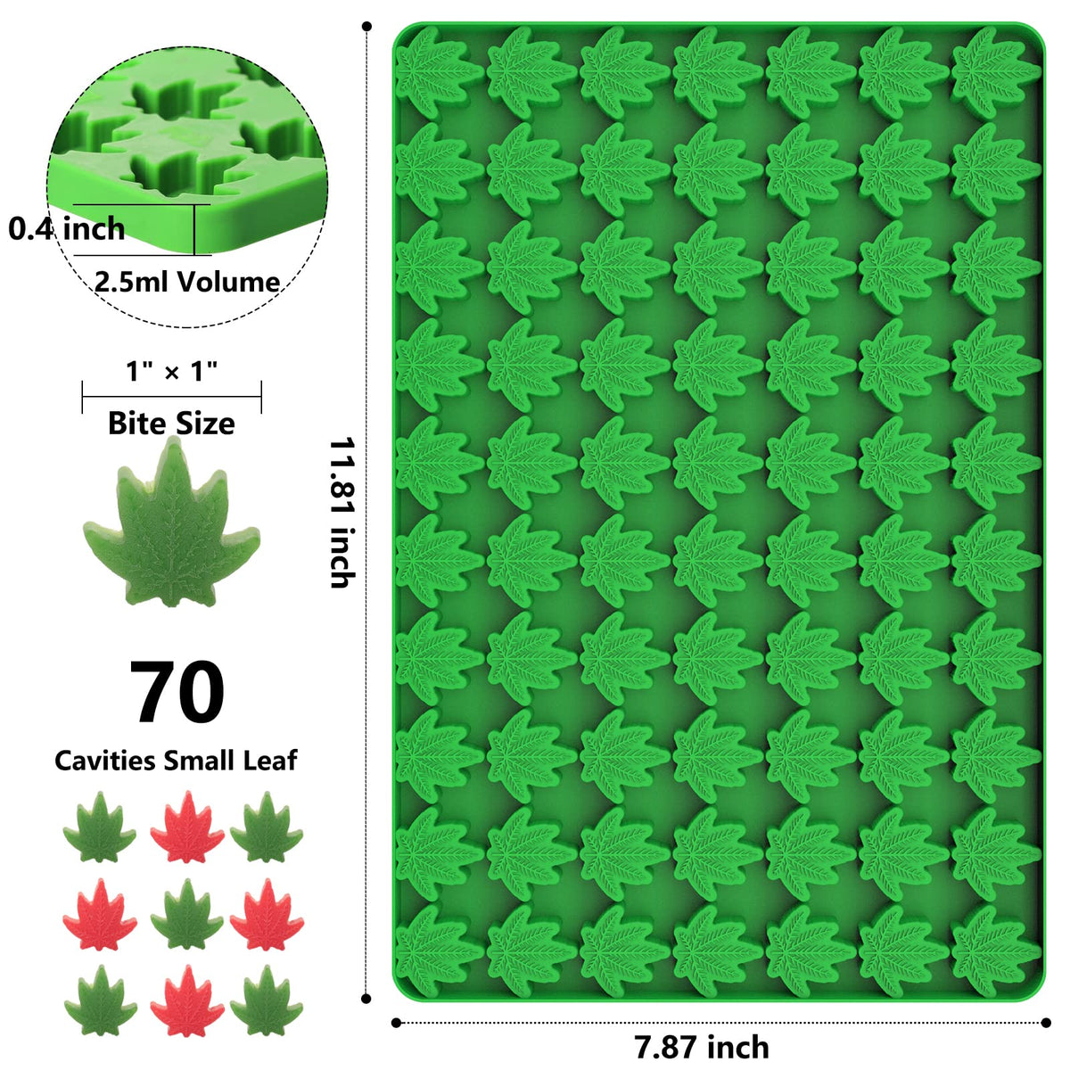 Amyandone leaf mold suits cookies, gummies, jello, and cake decorations.