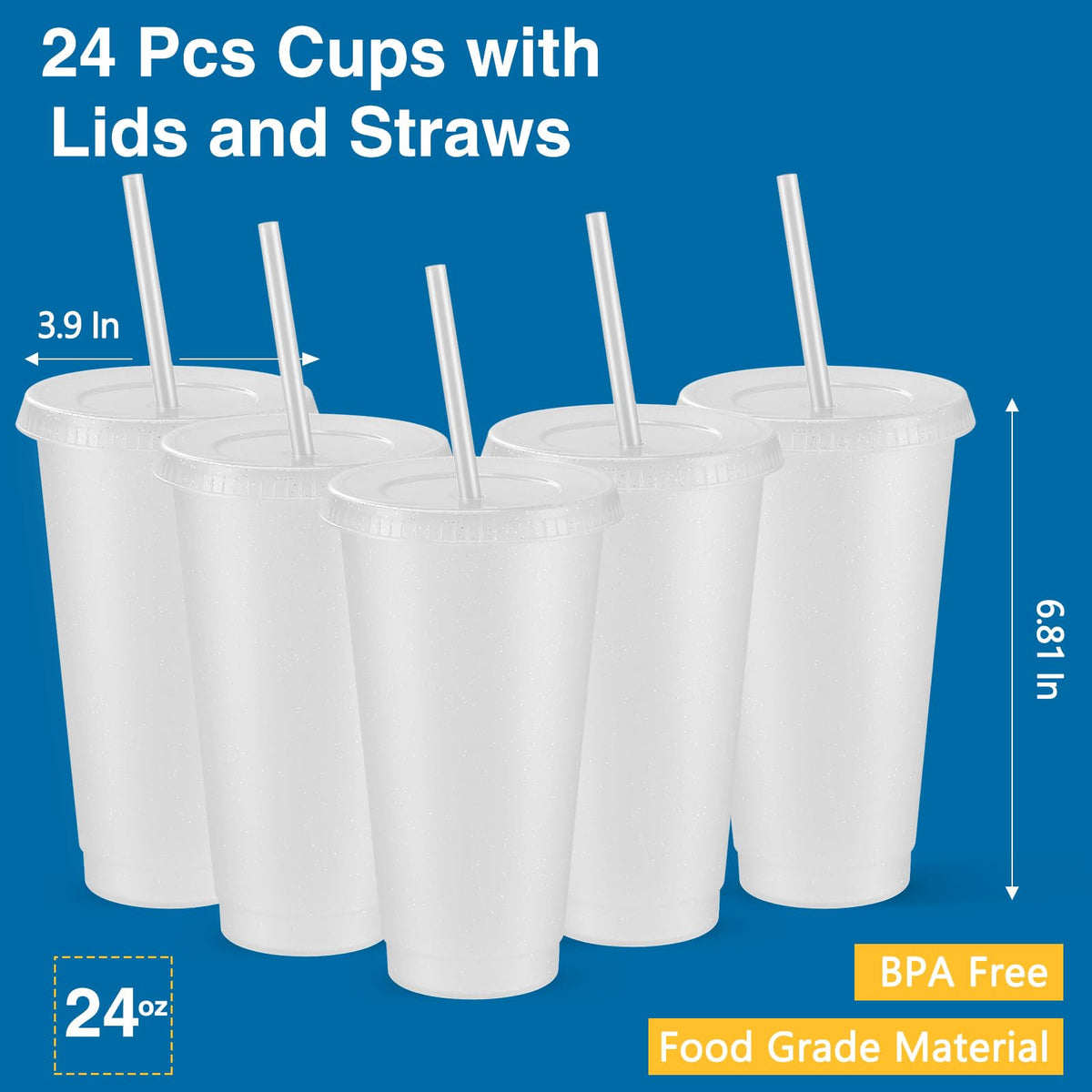 Amyhill clear plastic tumbler with lid and straw for spill-free hydration