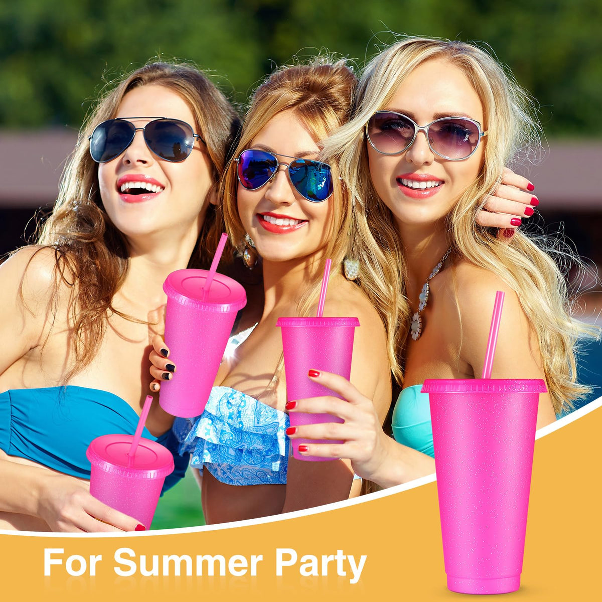 Amyhill reusable pink glitter cups for home and office use