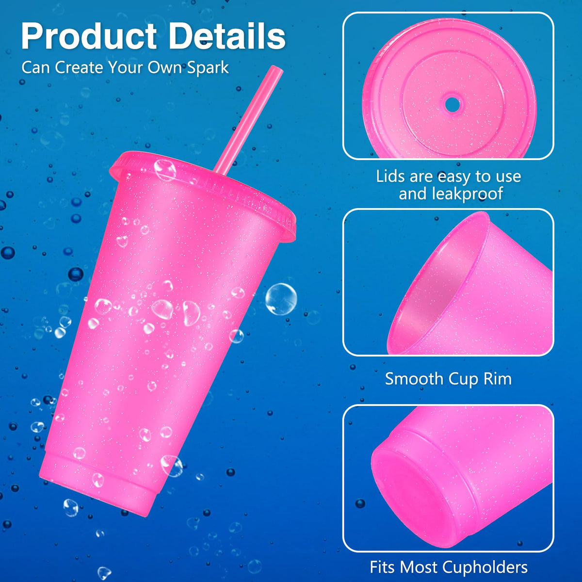 Amyhill leak-proof lid and straw on 24oz cup for travel