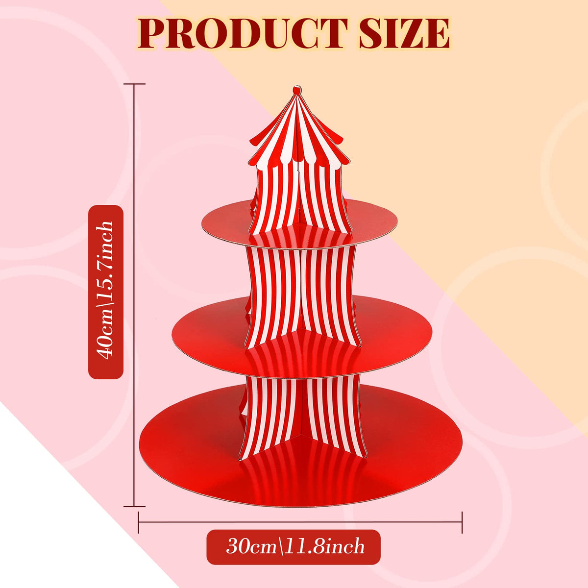Amyhill red white striped cupcake stand top view perfect for party decor