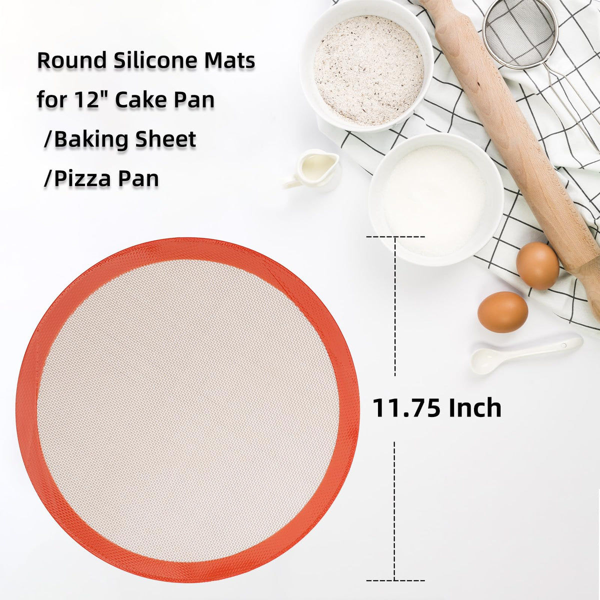 AMYONE round silicone mat for rolling dough; smooth surface speeds prep.