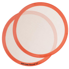 AMYONE round silicone baking mat 11.75 inch for 12-inch pizzas; non-stick and reusable.