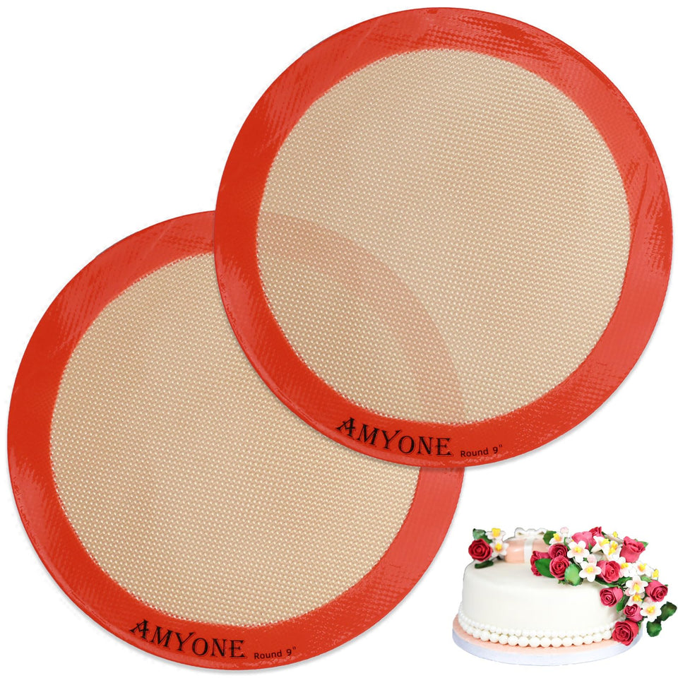 AMYONE round silicone mat 9-inch cake pan for non-stick baking and easy release