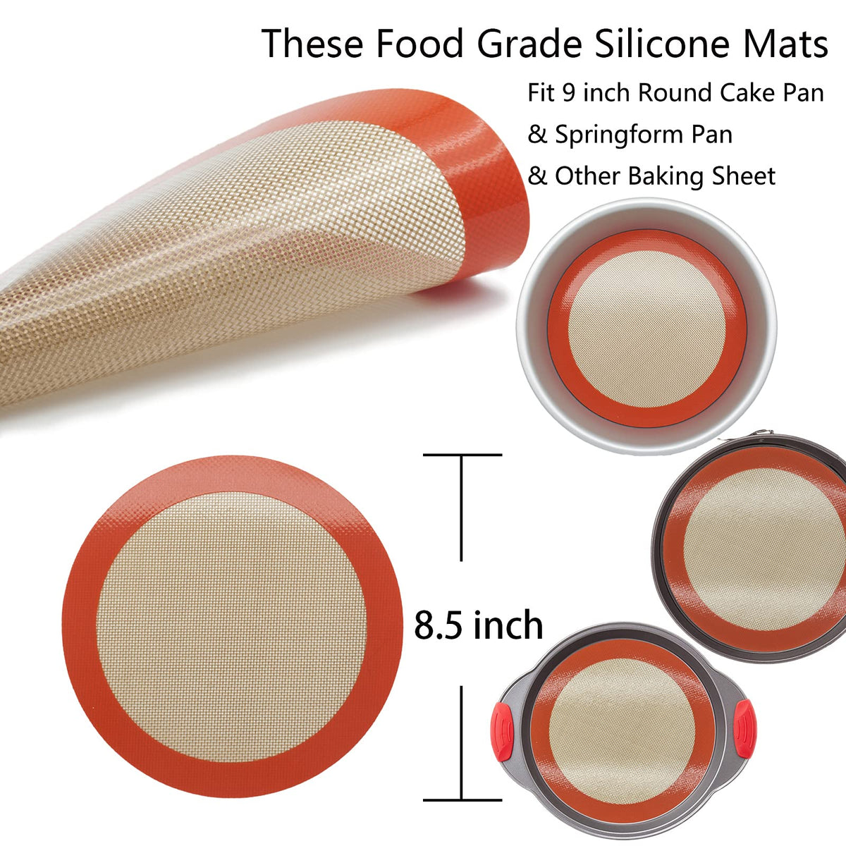 AMYONE round silicone mat nonstick cookie sheet for healthier baking with reduced fat