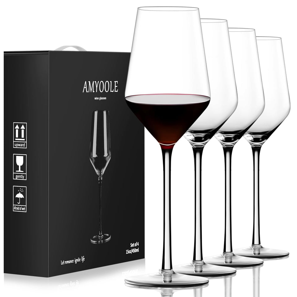 Amyoole red wine glasses set of four for refined dining and tasting evenings