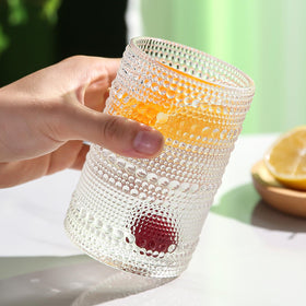 Amyoole 15oz capacity glass ready for water, juice, or cocktails.