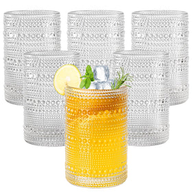 Amyoole hobnail glasses with embossed design for a stylish, slip-resistant grip.