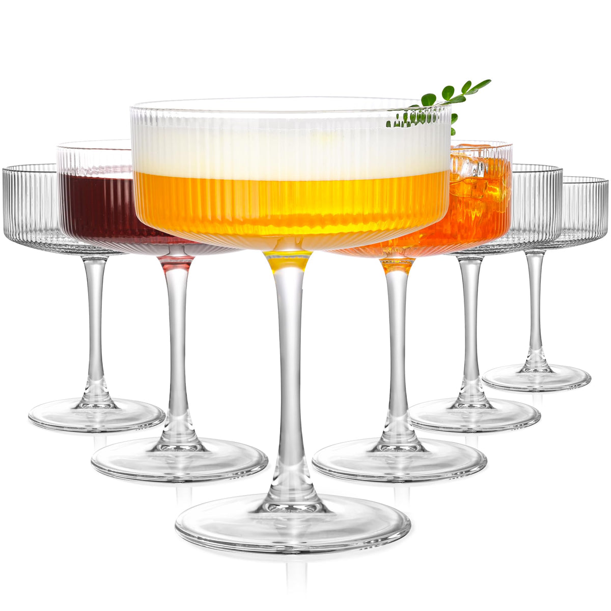 Amyoole vintage ribbed coupe glasses 11oz collection for stylish entertaining.