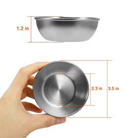 Amytalk 12-pack silver dipping bowls arranged for organized serving and prep.