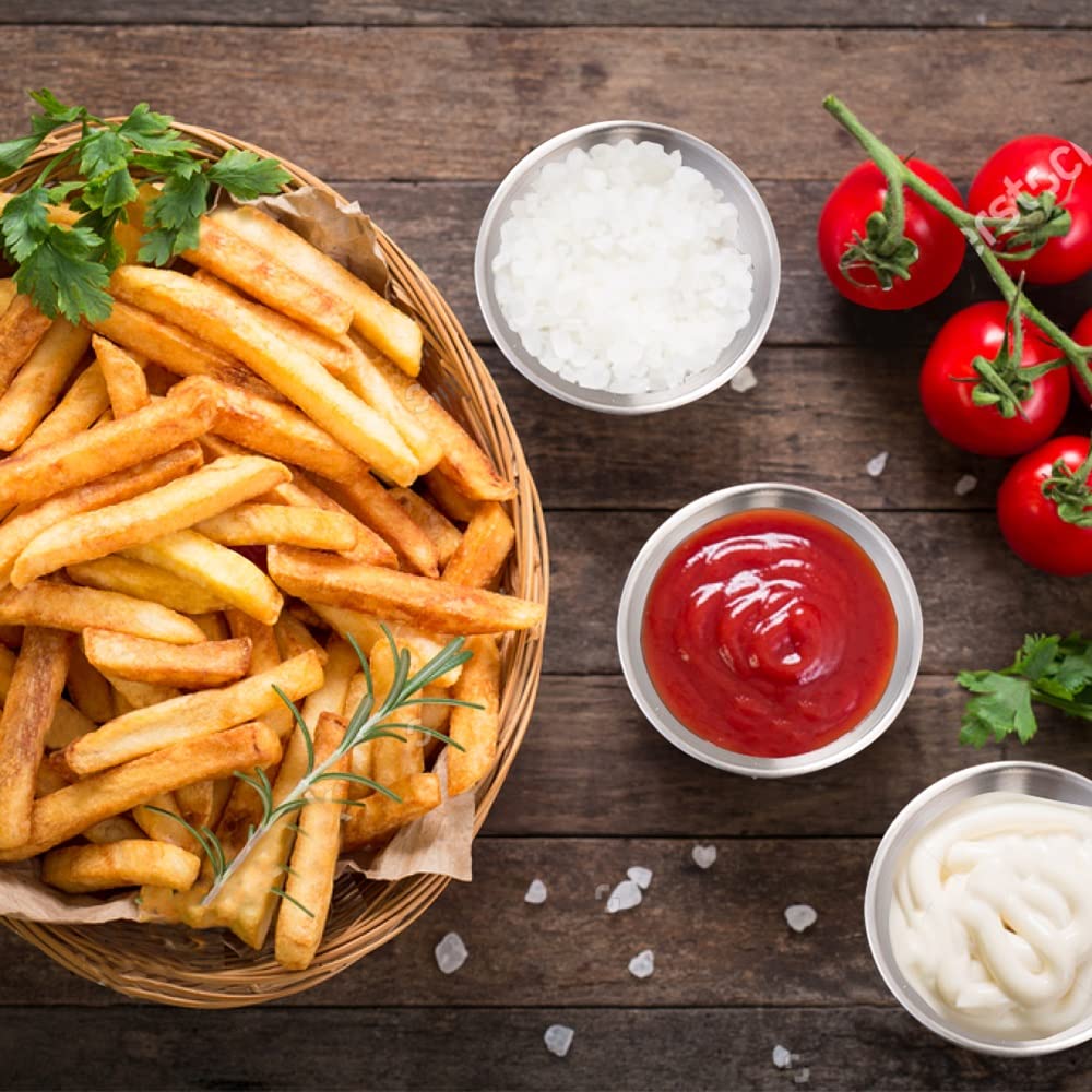 Amytalk stainless steel sauce dish shown as dishwasher-safe and rust resistant.