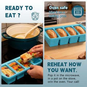 Blue Amz Jet freezer trays shown ready for stackable storage