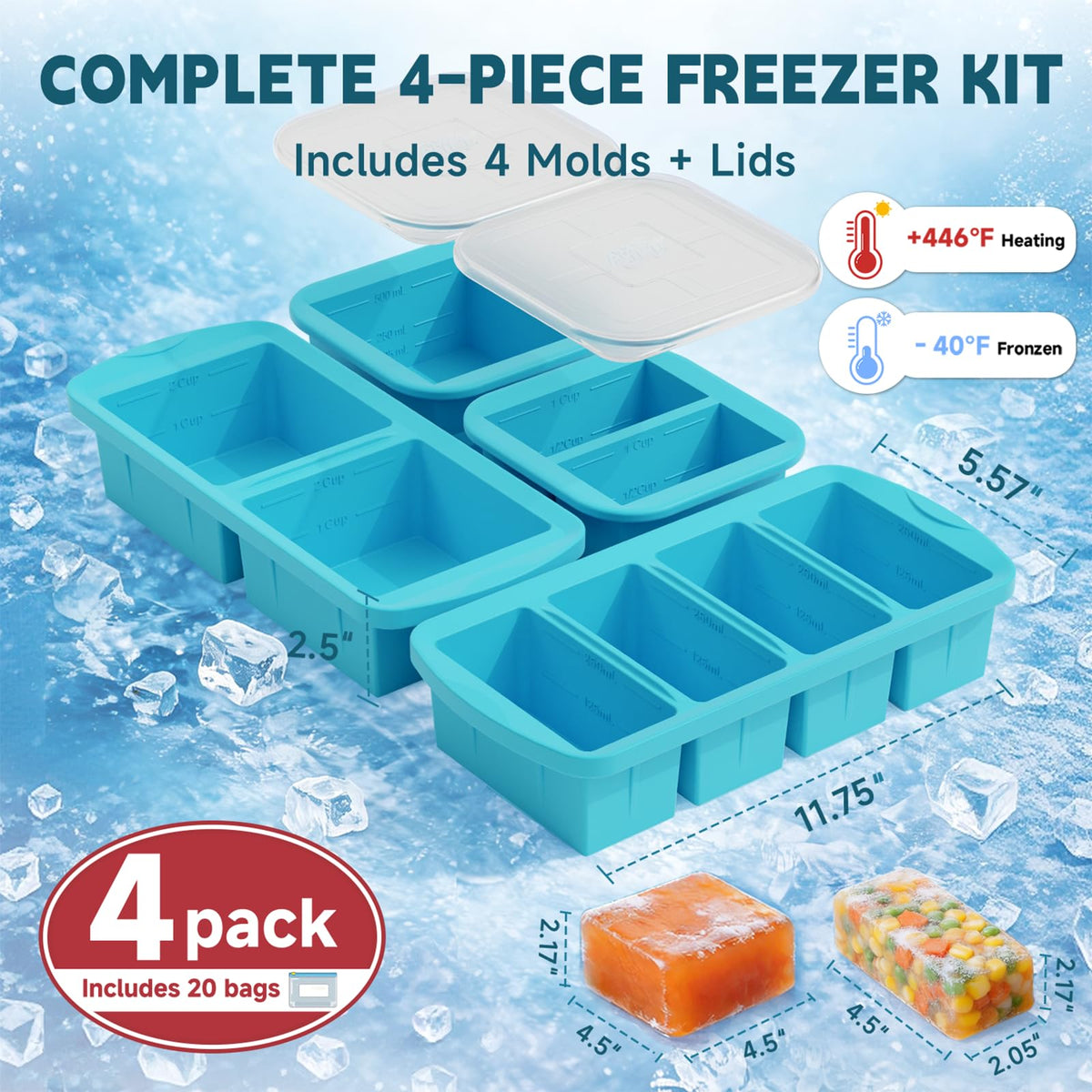 Portion lines on Amz Jet trays showing 1-cup and 2-cup options