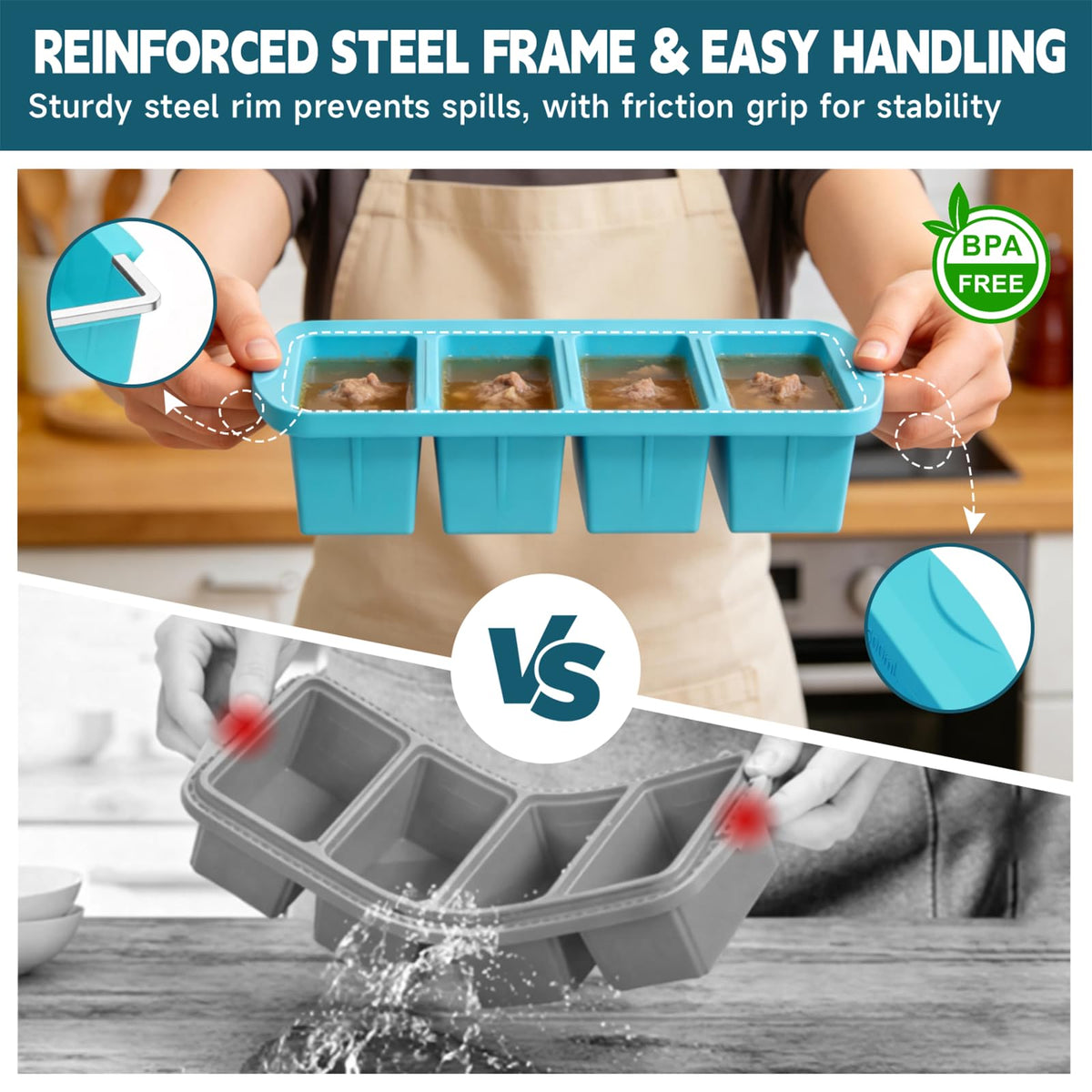 Non-stick release helps easy removal of frozen portions from Amz Jet trays