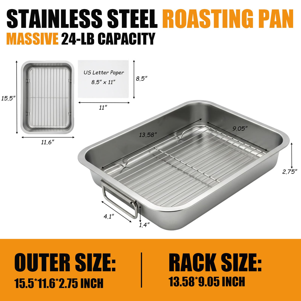 AMZ-UTHHF roasting rack elevates food above drippings for better air circulation