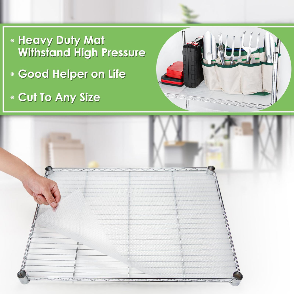 AMZABBY shelf liner cleans quickly with a damp cloth and resists stains.