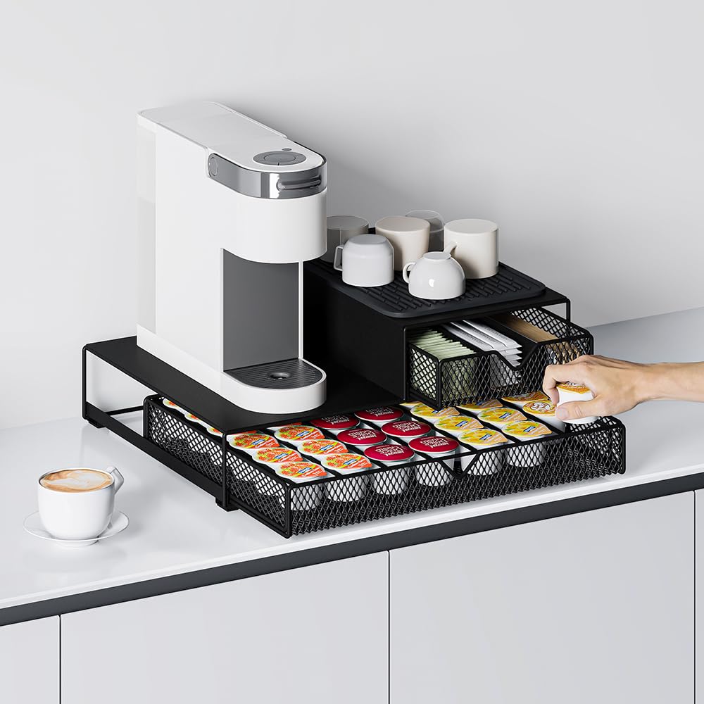 AmzAge K Cup Organizer non-slip bottom pads protect countertops