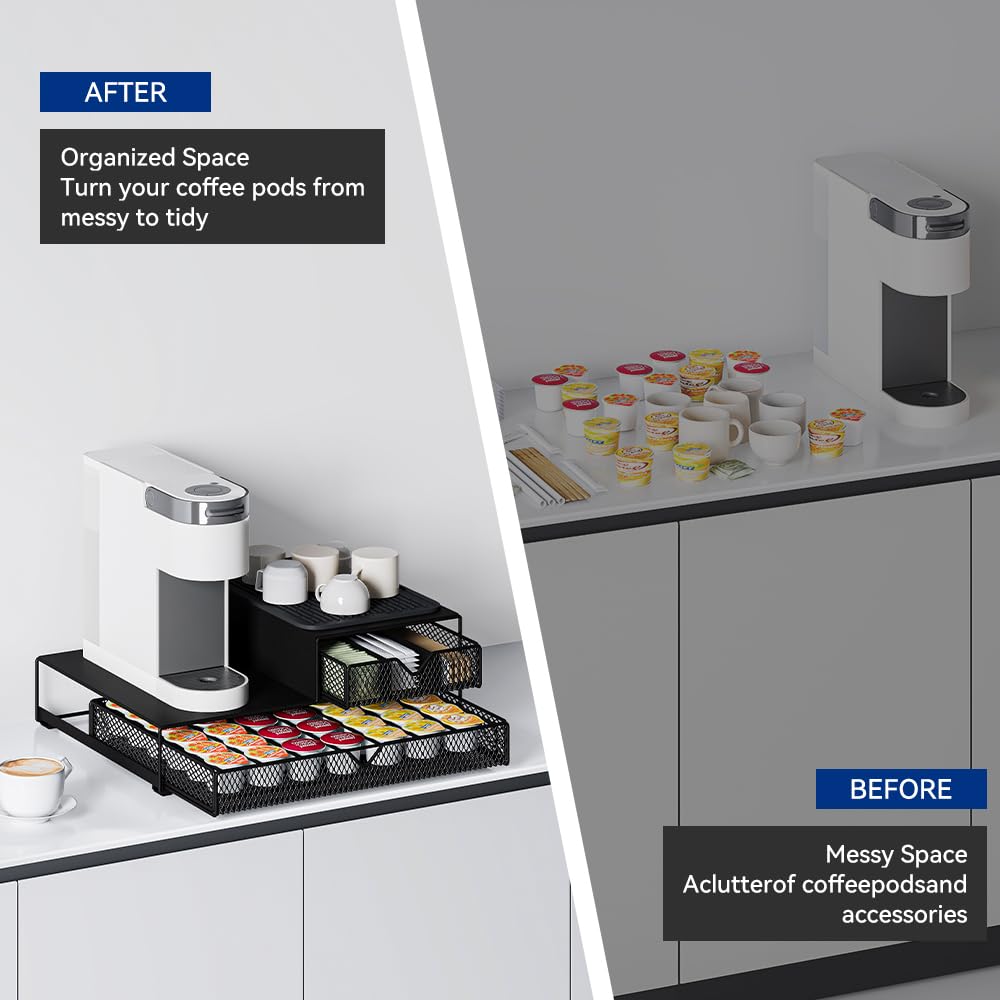 AmzAge K Cup Organizer compact under-cabinet-friendly machine riser