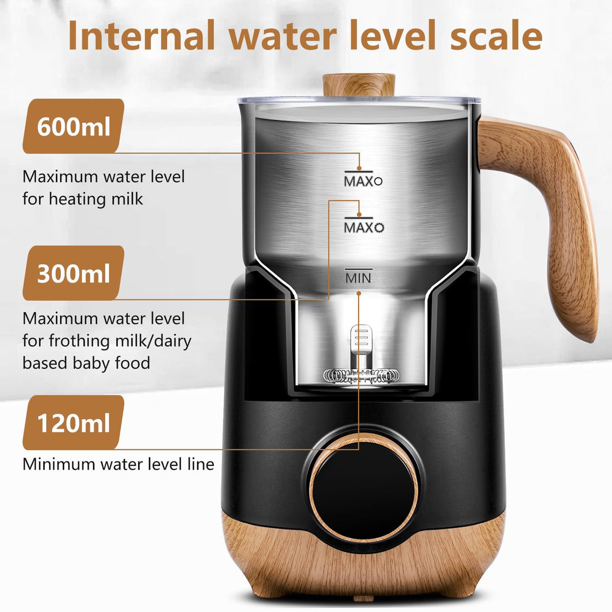 AMZCHEF 8-in-1 milk frother easy clean cup for quick maintenance