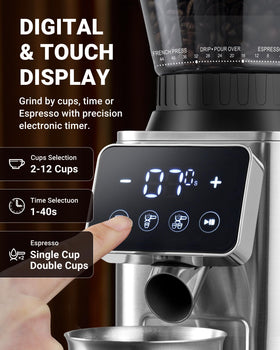 AMZCHEF anti-static design reduces static during grinding for smoother grounds.